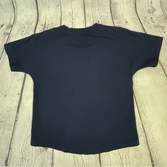 J. CREW navy blue cotton embellished short sleeve sweatshirt top, size M - Picture 8 of 12